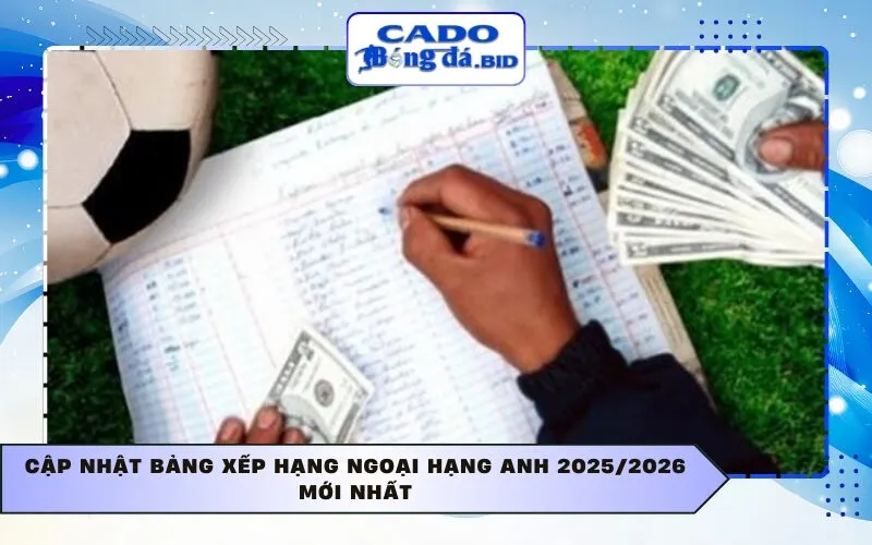 Cập nhật bảng xếp hạng Ngoại hạng Anh 2025/2026 mới nhất